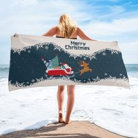 ❦ Christmas Santa Claus Elk Gift Beach Towel Luxury Quick-dry Microfiber Bathroom Bath Towels Yoga Mat Picnic Blanket