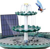 3 Tiered Bird Bath with 3W Solar Pump  DIY Solar Fountain Detachable and Suitable for Bird Bath  Garden Decoration Wires Leads Adapters