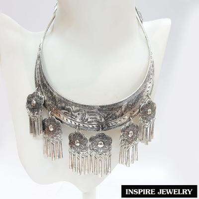 Inspire Jewelry ,ชุดเซ็ทสร้อยเทียมเงิน และต่างหูเทีมเงิน รมดำ สวยงาม