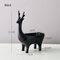 Creative Resin Deer Statue Modern Home Decor Cartoon Deer Sculpture Figurine Key Candy Container Living Room Desktop Storage Box