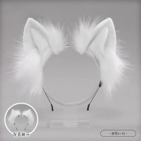 Handmade Cute Furry Plush Headband Beast Anubis Wolf Cat Dog Ears Black White Hair Hoop Headwear for Cosplay Costume Accessories