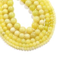 Natural Lemon Jades Chalcedony Beads Yellow Stone Loose Spacer Beads For Jewelry Making DIY Bracelets Necklace 4 6 8 10 12mm 15