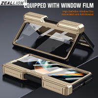 Zeallion พีซีแบบหรูใหม่พร้อมเคสโทรศัพท์ TPU สำหรับ [Samsung Galaxy Z พับ5 4] ขาตั้งพร้อมตัวเลื่อนกล้องป้องกันบานพับฝาครอบสไตลัส