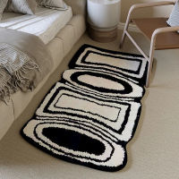 Black and White Plaid Floor Mat Long Area Rug for Living Room Creative Non-slip Car Ins Soft Bedroom Bedside Cars rug