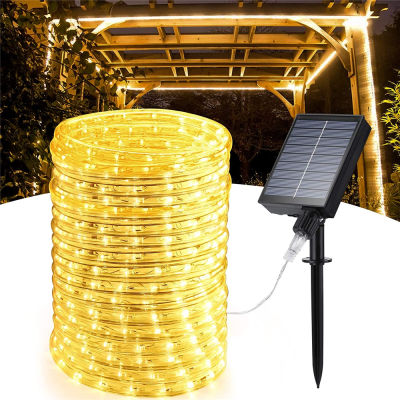 Solar Outdoor Rope Lights LED Outdoor String Lights Waterproof Tube Lights Solar Fairy Lights for Garden Fence Patio Yard Party