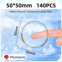 140Pcs/roll Circle Round Transparent Pattern Adhesive Thermal Paper Waterproof Strong Adhesive Sticker for Phomemo M110/M200