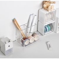 Winzige Transparent Acrylic Pen Holder Storage Box Container Makeup Brush Organizers Stationary Storage Box