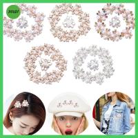 DOULI 10PCS ที่เป็นประกาย เครื่องประดับหมวก คริสตัล ปุ่ม Rhinestone กระดุมมุก คลิปหนีบหมวก กิ๊บติดผมไข่มุก