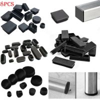 【cw】 8Pcs Rectangular Tube Inserts End Caps Blanking Round Olivary Plugs Pipe Feet Covers