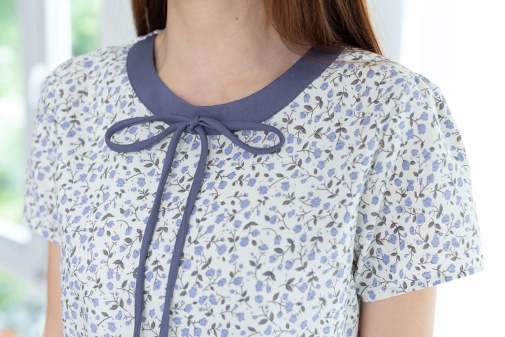 narinari-nt2285-bow-collar-blouse-เสื้อทำงานแต่งสายโบว์ยาว