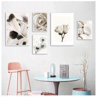 Canvas Painting Wall Art Nordic Poster Black White Dandelion Feather Rose Flower Pictures For Bedroom Home Decor No Frame