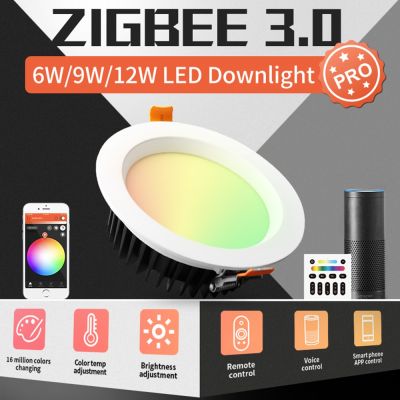 GLEDOPTO Zigbee 3.0ศิลปะเพดาน Downlight Pro Rgbct 6W/9W/12W ทำงานร่วมกับ Alexa Echo Plus Artthings App/voice /Remote Control