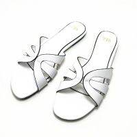 【high quality】original Za-raˉ summer new products womens shoes white leather flat-heeled slippers outside wear sandals sandalsTH