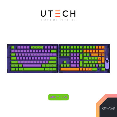 คีย์แคป AKKO PBT EVA-01 สีม่วง เขียว ส้ม 158 ปุ่ม ASA Profile คีย์แคป สำหรับ Mechanical Keyboard Keycap by UTECH