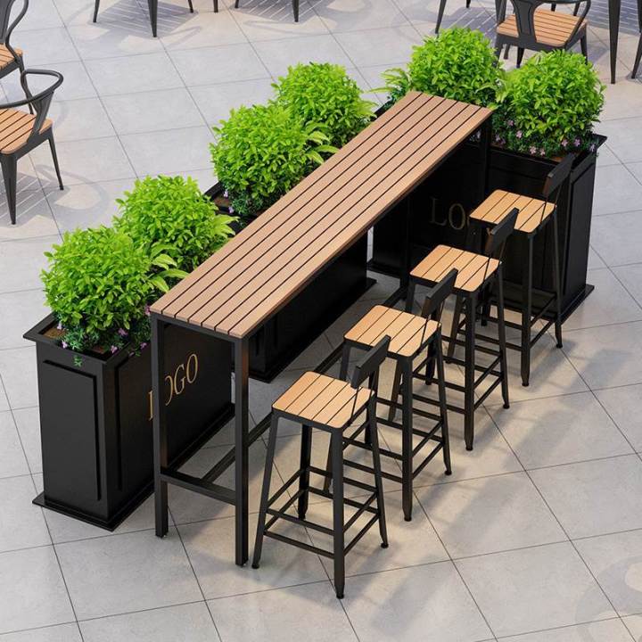 Outdoor bar tables and chairs courtyard balcony milk tea shop outdoor