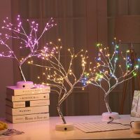 Mini Christmas Tree LED Night Light Copper Wire Garland Lamp For Home Kids Bedroom Decor Fairy Lights Luminary Holiday lighting