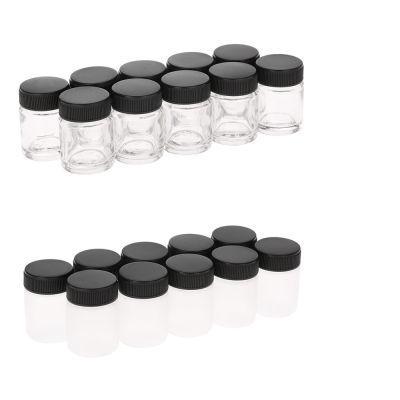 10PCS Airbrush Glass &amp; PP Bottles 34oz 22cc Air Brush Bottle Jars with Plastic Lid Using on Spray