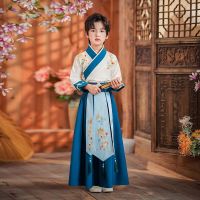 Hanfu Boys Guoxue Wear สไตล์จีนเครื่องแต่งกายโบราณหนังสือเสื้อผ้าเด็กคลาสสิกสามตัวอักษรกฎสาวกชุดการแสดงสำหรับนักเรียนชั้นประถมศึกษา