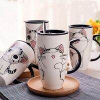 600ml Cute Cat Ceramics Coffee Mug With Lid Large Capacity Animal Mugs Drinkware Novelty Coffee Milk Tea Cups Novelty Gifts