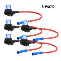 5 Pack 12V Car Add-A-Circuit Fuse Tap Adapter Mini ATM APM Blade Fuse Holder Fuse Holder Copper Wire Protection Small Fuse Fuses Accessories