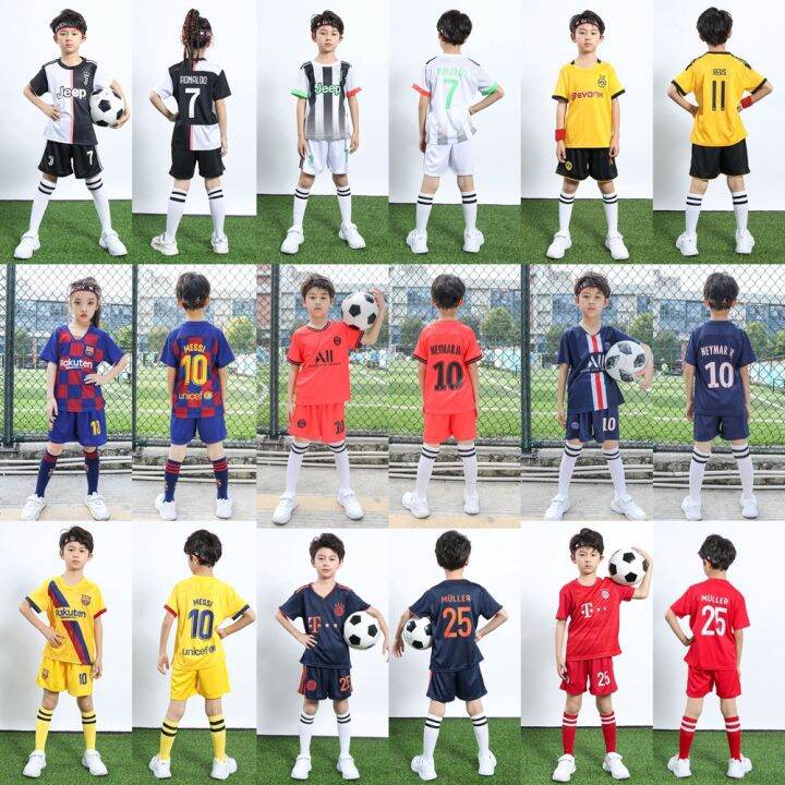 Messi Neymar Ronaldo Jersey for Kids Boys Girls Football Soccer Uniform ...