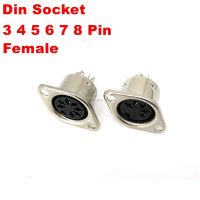 ❣ 2pcs Metal 3 4 5 6 7 8 Pin DIN Female Socket Hulled Panel Mount Chassis Connector Soldering Iron