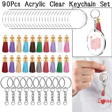 50 Clear Acrylic Circle Discs Blank Acrylic Keychains For DIY