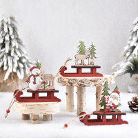 Glitter Star Shop Wooden Sled Christmas Ornaments/XMAS Home Wood Decoration/Cartoon Old Man Snowman Elk Christmas Assembled Decor/DIY House Window Decoration