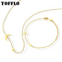 【 พิเศษ 】 TOFFLO เครื่องประดับสแตนเลสผู้หญิง39; S อเนกประสงค์สร้อยข้อมือสร้อยคอ Star Moon ชุดเครื่องประดับ BSP531 E103