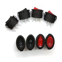 5PCS Oval Power Switch AC Toggle IO ON-OFF Car Boat  Push Button Rocker Switch 2P 3Pin 25x16.5mm Button Power Elliptic switched Electrical Circuitry