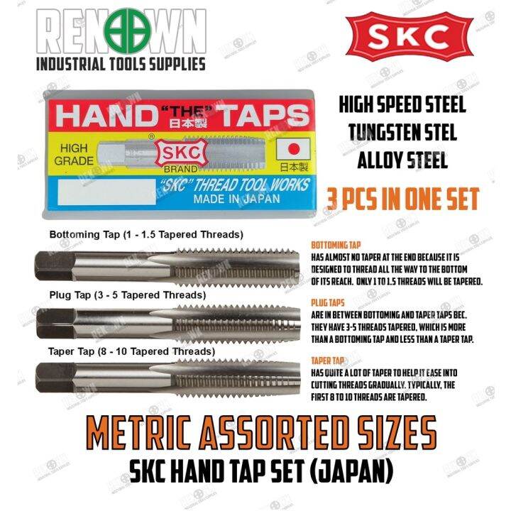 SKC Hand Taps 3pcs/Set High Grade (Metric Thread) Assorted Sizes M10