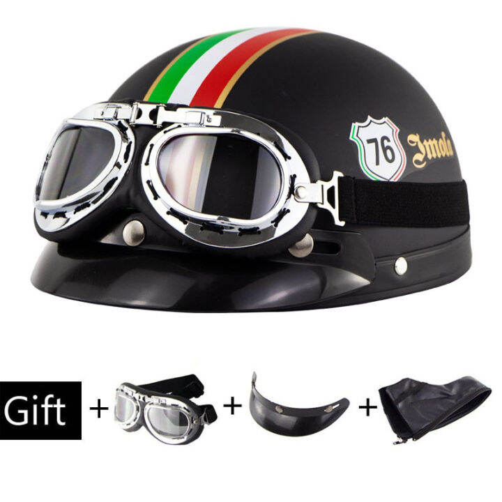 [COD]Vintage Motorcycle Helmet Motorbike Vespa Open Face Half Motor
