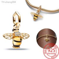 Trendy 925 sterling silver Sparkling Bee Dangle Charm Fit Pandora Bracelets And Necklaces Womens Fashion Jewelry Gifts