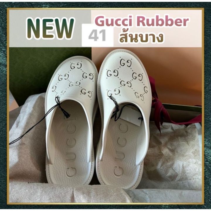 [สอบถามก่อนกดซื้อ] แท้ 💯 New Gucci Rubber shoes ส้นบาง | Lazada.co.th