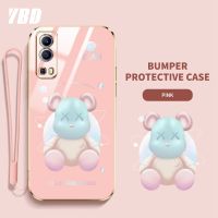 เคสโทรศัพท์ YBD สำหรับ Vivo Y76 Y76S Y75 5G Y33S 5G T1 5G IQOO 5G Z6 5G Y72 5G Y52 5G หมีรุนแรงการไล่ระดับสีการ์ตูนนิ่มโปร่งใสเคสโทรศัพท์กันกระแทกพร้อมเลนส์คลุมทั้งหมดกรอบป้องกันกล้อง