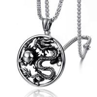 Classic Men Hollow Dragon Pendant Necklace Male 316L Stainless Steel Silver Chain Jewelry