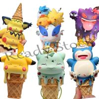 【hot sale】 ❁ B09 Anime Pokemon Anime Figures Gengar Pikachu Snorlax Psyduck Bulbasaur Cute Cartoon Character Ice Cream Figure Styling Toy