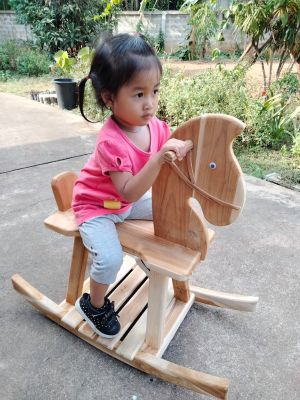 Rocking horse ม้าโยกไม้สักทอง ม้าโยกเด็ก ม้าโยกของเล่น ม้าโยกไม้ งานไม้สักทอง ไม้หนา แข็งแรง ทนทาน