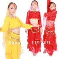 Child indian dance clothes belly dance set performance wear female child costume long-sleeve dress