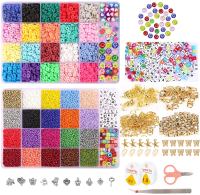 25000pcs Glass Clay Beads with 200pcs Letter Beads Set for Bracelets Jewelry Necklace Earring Making Kit