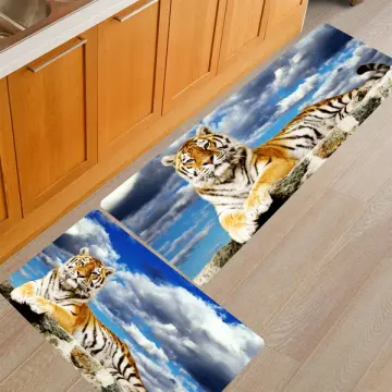 3D Tiger Printed Non-slip Hallway Rug Kitchen Runner Rug Bath Mat