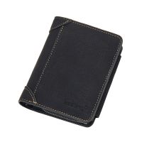 Baellerry New Business Men Wallets Trifold PU Leather Credit Card Holder Vintage Short Zipper Coin Purse Small Wallet for Men