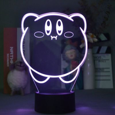 Cute Video Game Character Kirbys 3D Illusion Night Light Novelty Birthday Gift for Kids Boys Girls Bedroom Dorm Desk Table Lamp