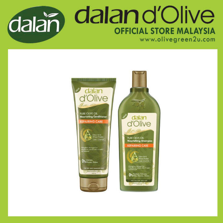 Dalan d'Olive Pure Olive Oil Shampoo 400ml & Conditioner Repairing Care ...