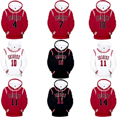 [9 แบบ] ใหม่ เสื้อแจ็กเก็ต แขนยาว มีฮู้ด พิมพ์ลายอนิเมะ Slam Dunk SHOHOKU 3D สีพื้น สไตล์คลาสสิก 2021