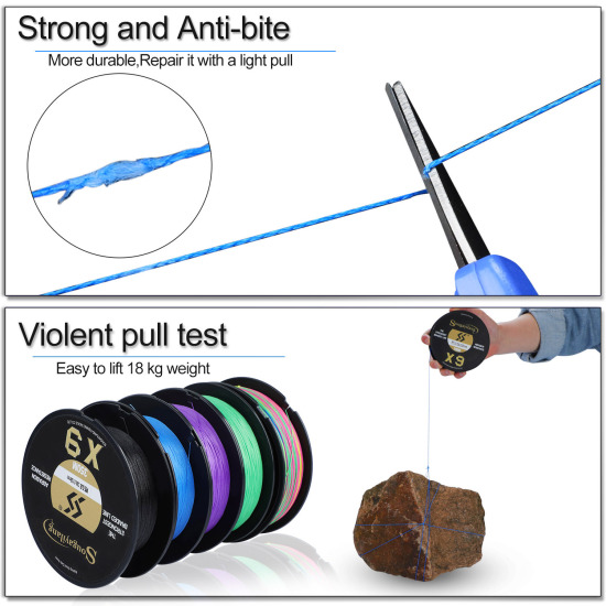 Sougayilang 12 Strands Braided Fishing Line Strong PE Fishing Line Durable  Fishing Line Pancing Tail(150/350/550M)