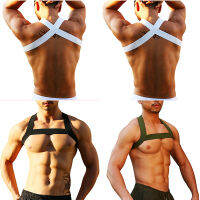 4PCS Men Elastic Band Harness เซ็กซี่สายรัดไหล่หน้าอก กล้ามเนื้อ Halter เข็มขัด Club Party Hollow เครื่องแต่งกาย Mens Bodysuite