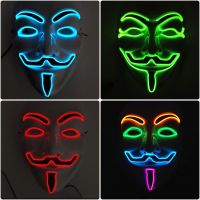 Hot Halloween Rave Luminous Movie Theme Mask LED Light Anonymous Mask V for Vendetta Cosplay Party Glowing Full Face Mask