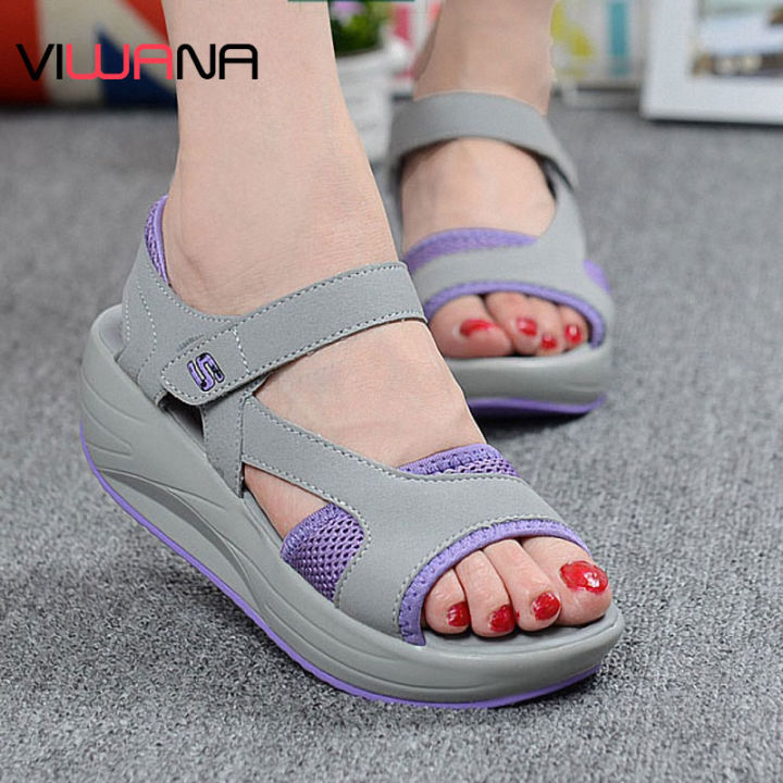 VIWANA Wedge Sandals For Women Korean Style Open Toe Outdoor Ladies ...