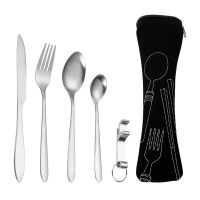 Dinnerware Set Travel Cutlery Set Camping Tableware Reusable Utensils Set with Knife Coffee Spoon Fork Corkscrew Portable Case Flatware Sets